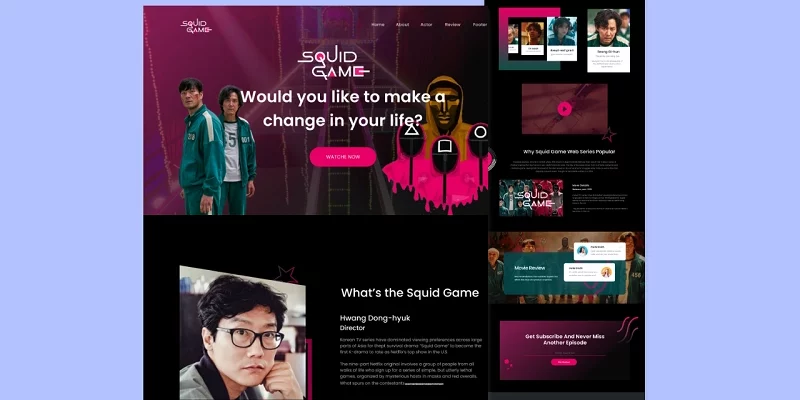 Squid Game website landing page Template HTML, CSS and JS