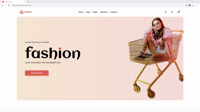 Hero Section Of The Fashion Ecommerce Website