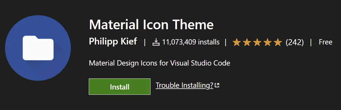 Material icons vs code extension