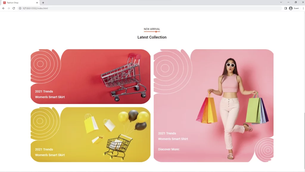 new arrival section of the fashion ecommerce website