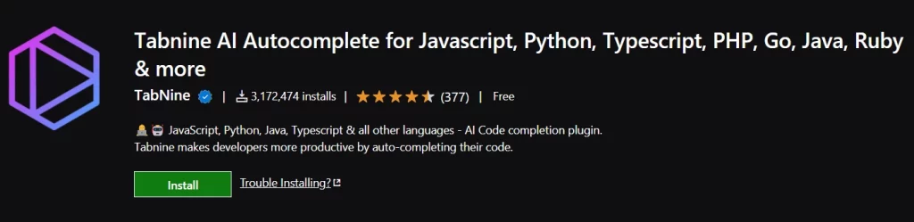 tabnine vscode extension