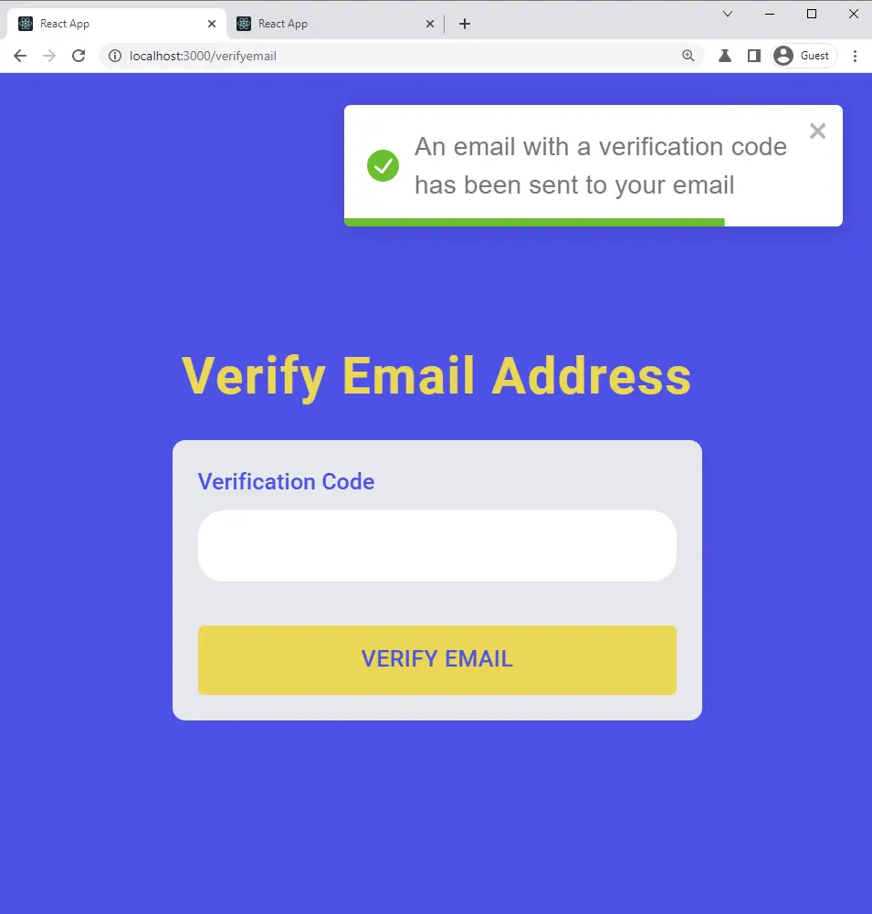 API with Node.js PostgreSQL TypeORM email verification page