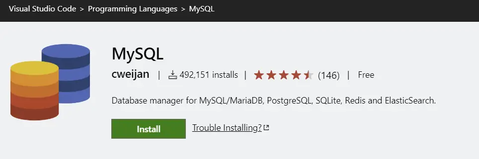 vs code mysql extension