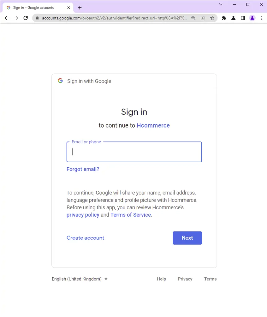 Google OAuth consent screen