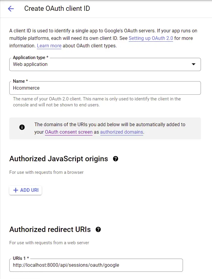 google oauth credentials