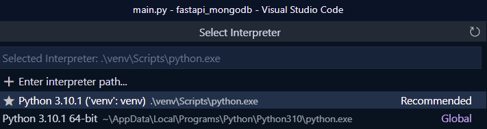 python select interpreter
