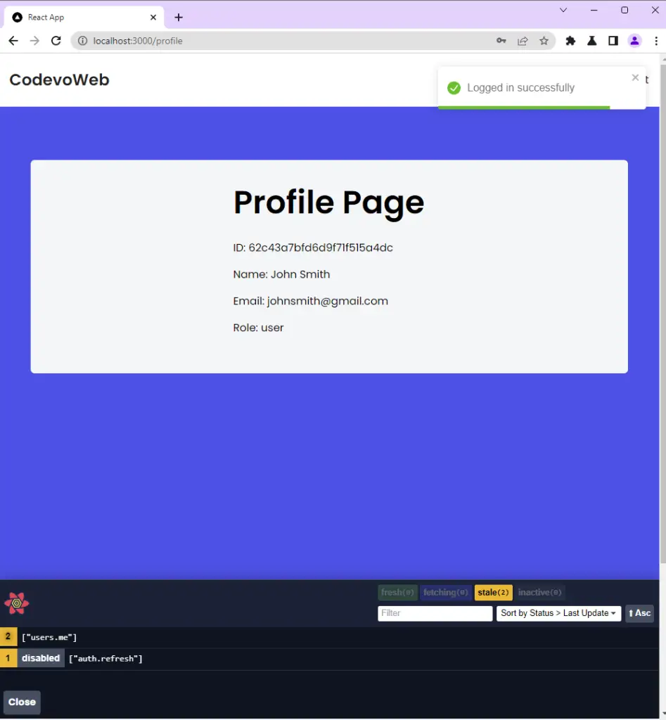 trpc client and server react profile page