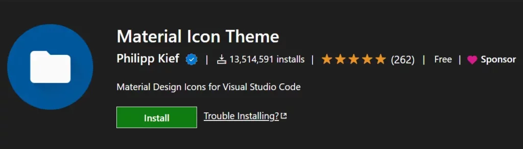 Material Icon Theme for vs code
