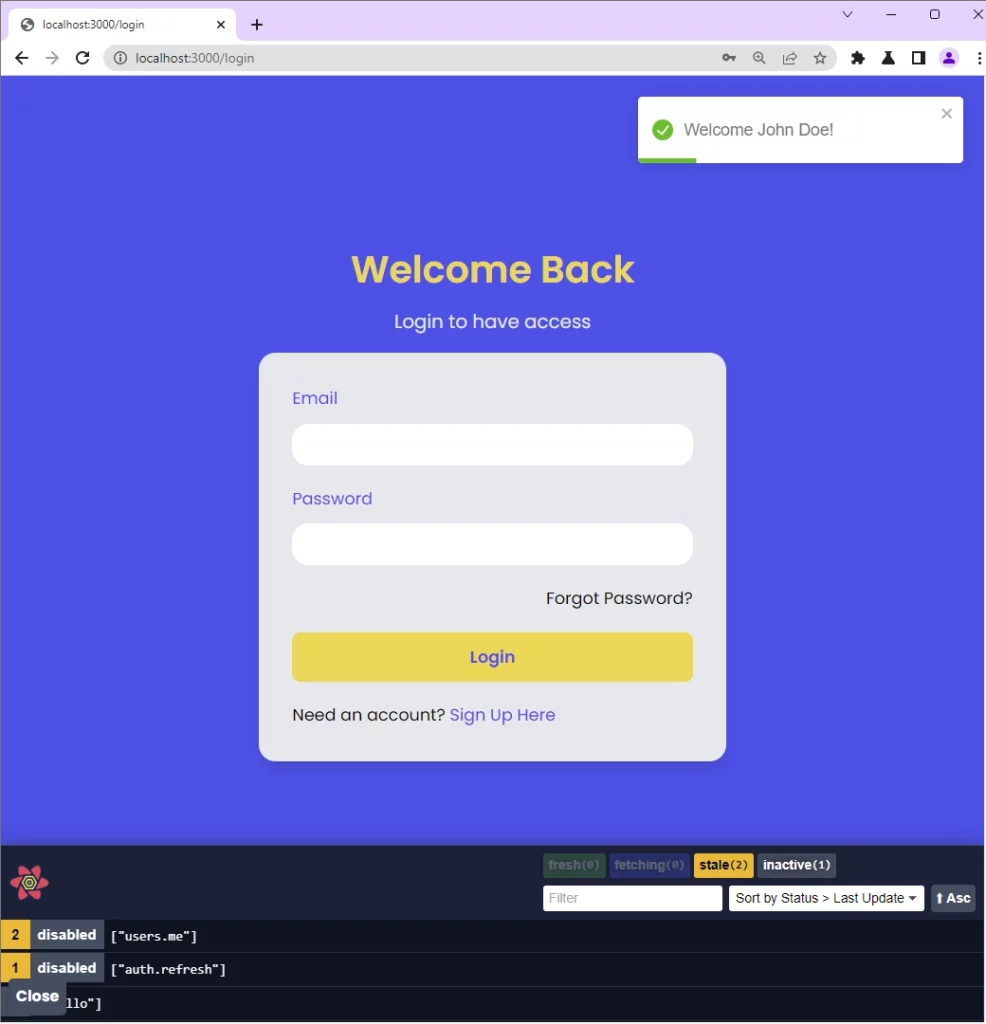 nextjs tRPC client and server fullstack app login user overview page