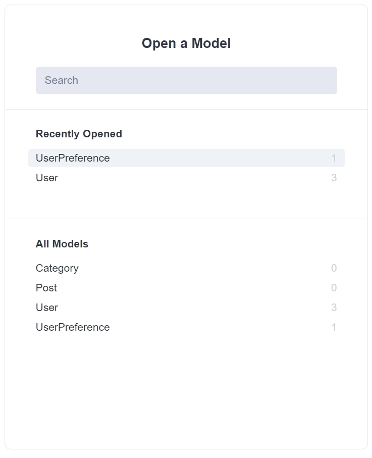 viewing the data with prisma studio