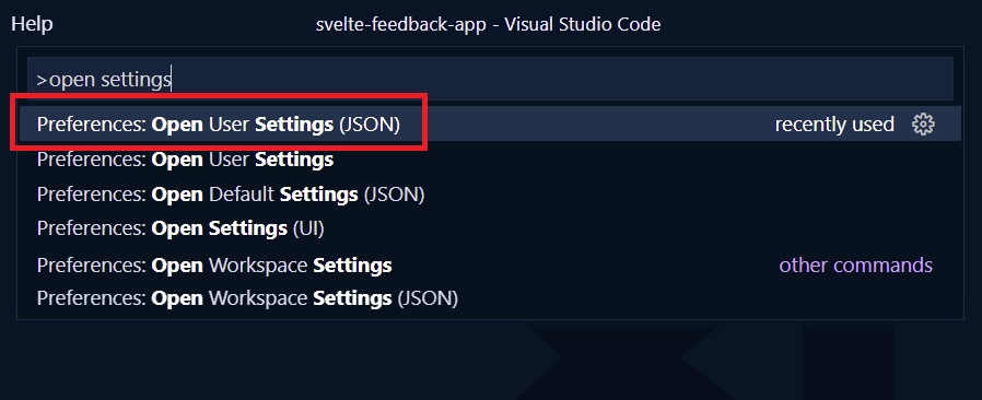 open user settings json file