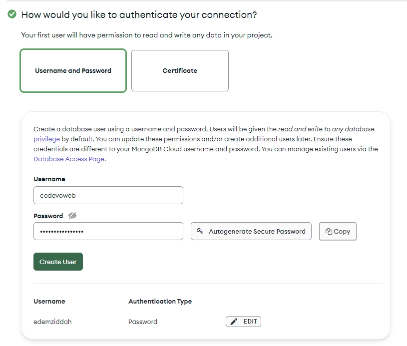 mongodb atlas add new user