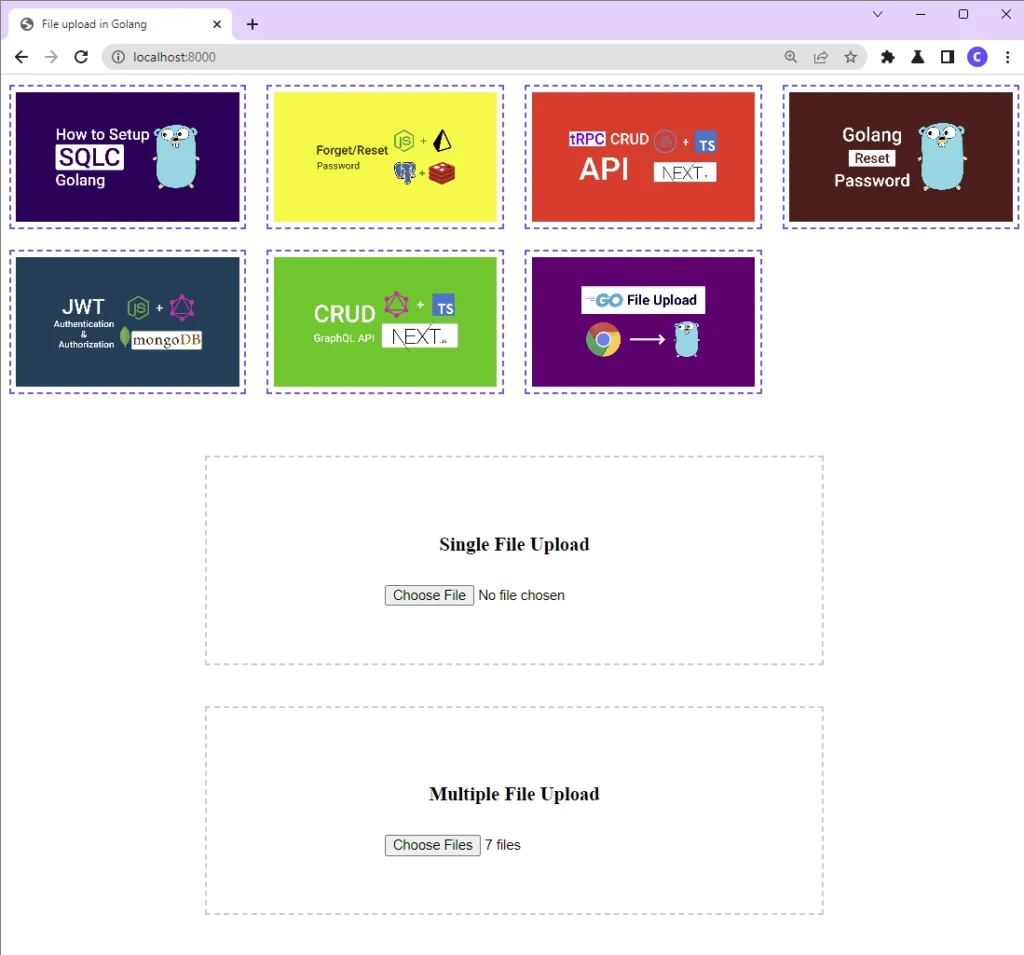 single and multiple file upload in golang