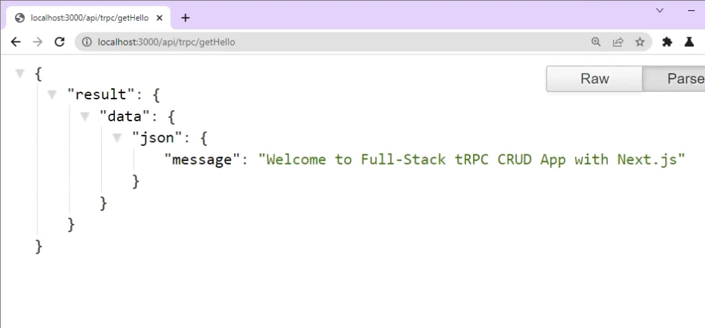 testing the next.js trpc api endpoint