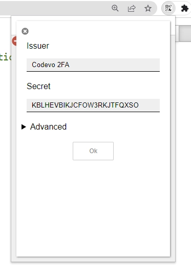 view the otp token with chrome authenticator extension