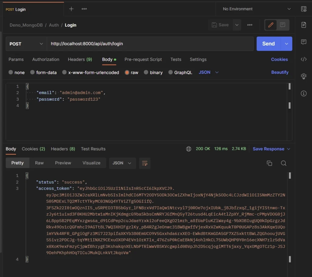 deno jwt authentication with rs256 algorithm login user