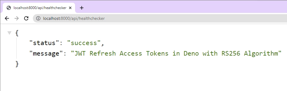 performing health check on the deno jwt api