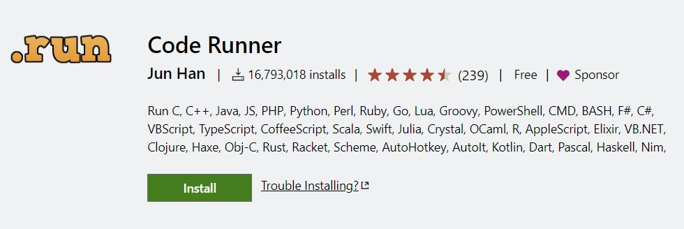 Code Runner vscode extension