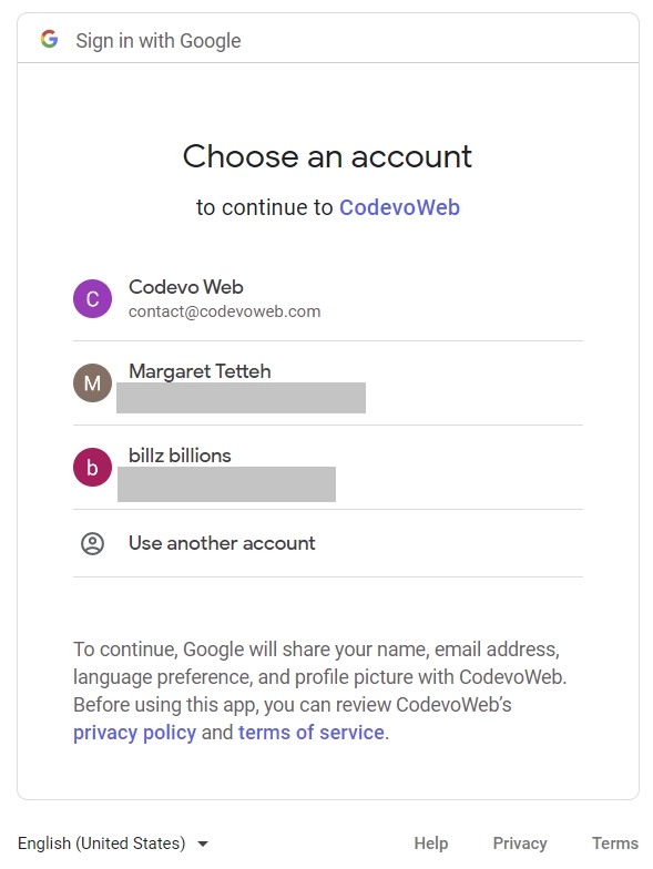 Google OAuth2 Consent Screen