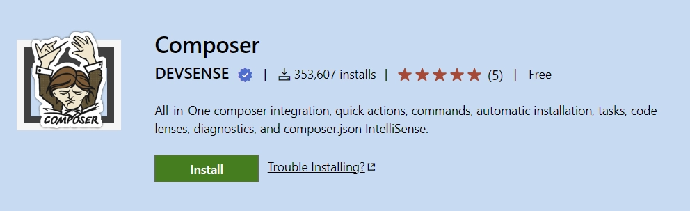 composer extension for vs code