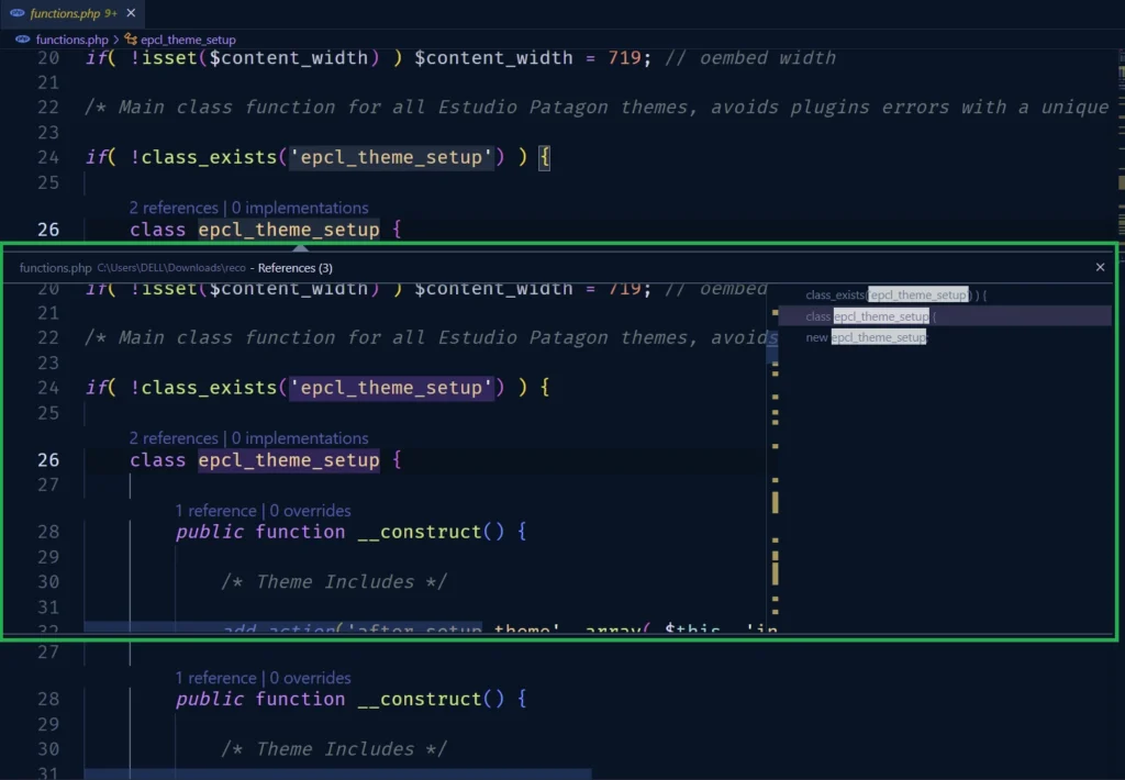 php tool display code lenses