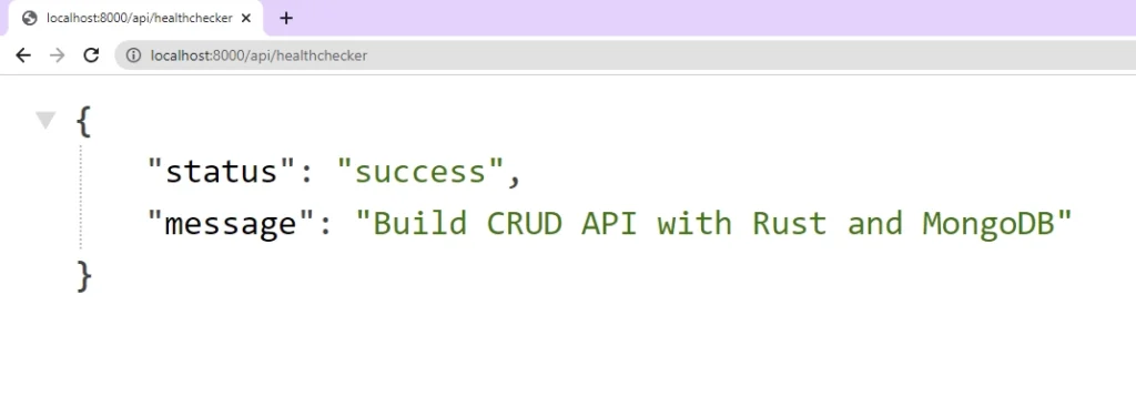 testing the Rust MongoDB API health checker route