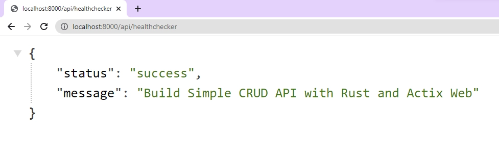 testing the health checker route of the actix web api