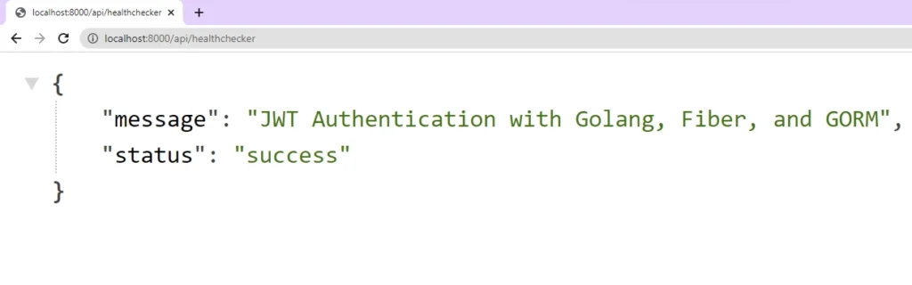 testing the health checker route of the golang jwt authentication api