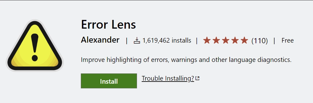 Error Lens VS Code Extension for General Use