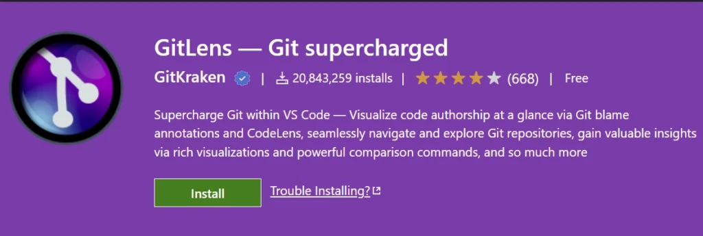 GitLens — Git supercharged VS Code Extension for Version Control