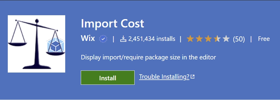 Import Cost VS Code Extension for JavaScript Developers