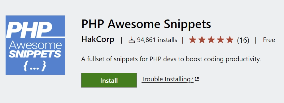 PHP Awesome Snippets VS Code Extension for PHP Developers