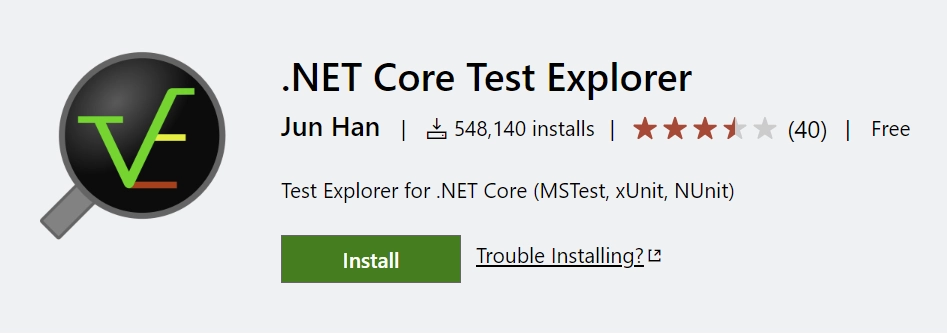 dotNET Core Test Explorer VS Code Extension for CSharp Developers