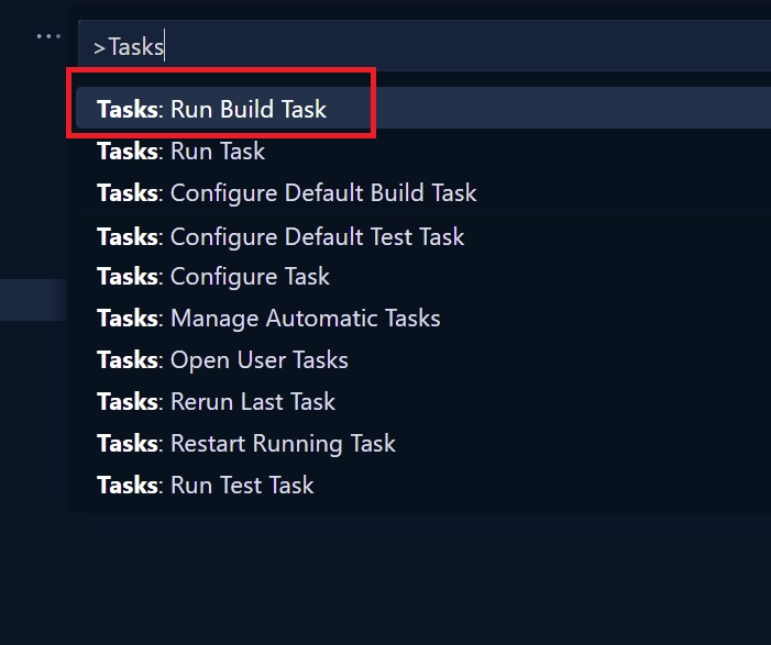 Run the Task Build command to Start the TypeScript Watch Process
