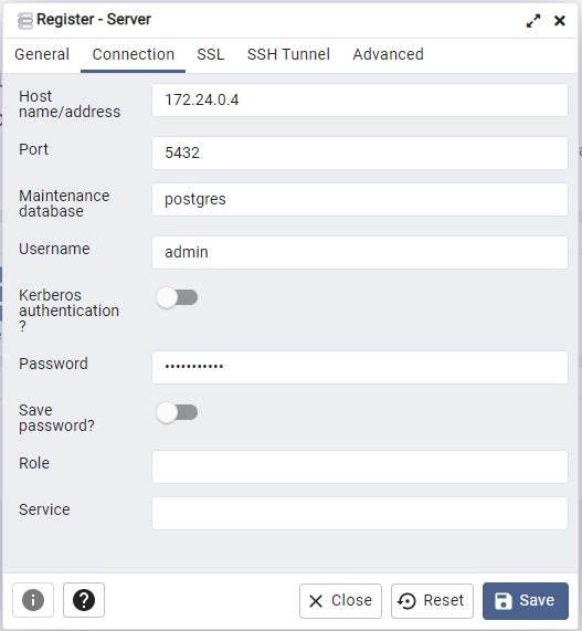 Sign into the Postgres container