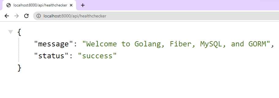 Testing the Health Checker Route of the Golang, MySQL, Fiber, and GORM API