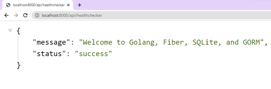 Testing the Health Checker Route of the Golang, SQLite, Fiber, and GORM API