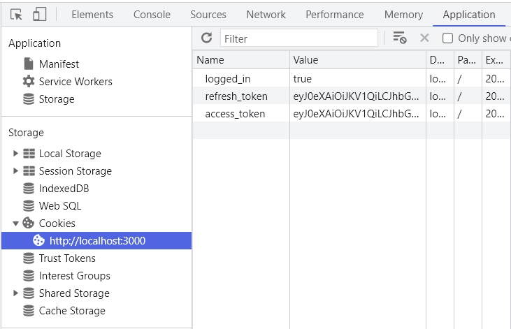 View the Cookies Sent by the Rust API in the Browser Dev Tools