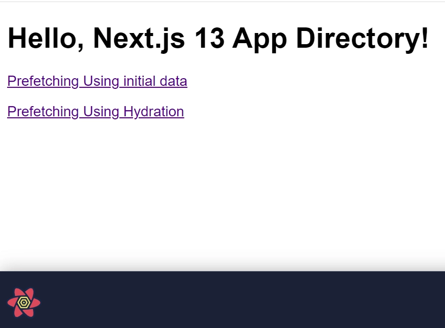 homepage of the react query next.js 13 app directory demo