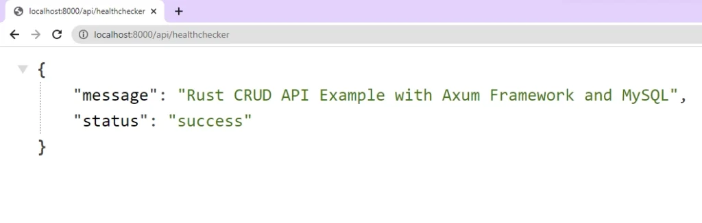 Testing the Health Checker Route of the Rust Axum MySQL API