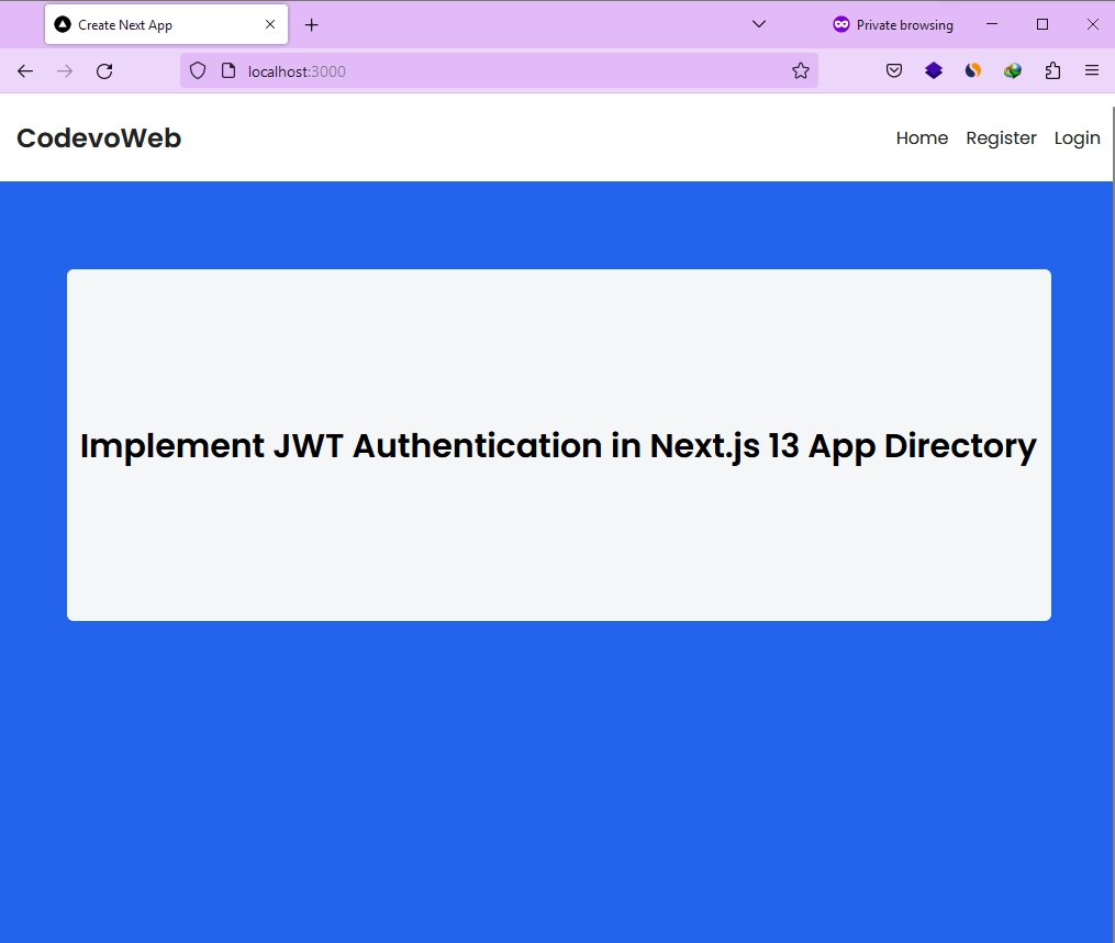 Next.js 13 User Registration and Login App Home Page