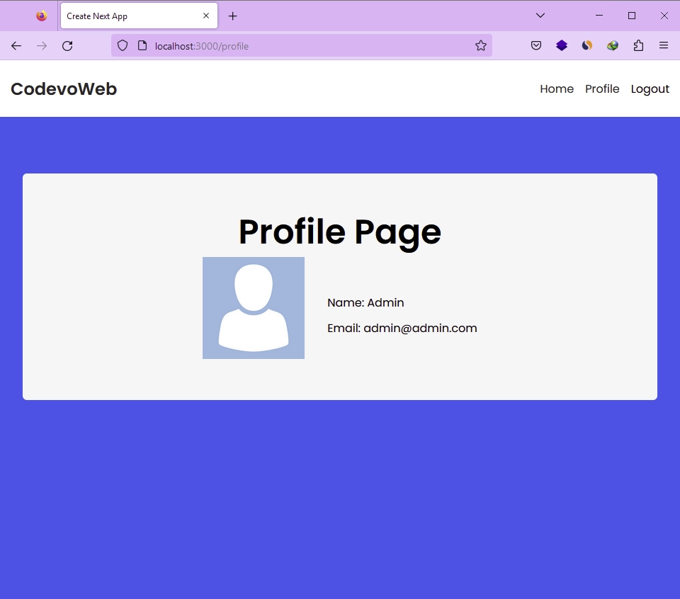 The Protected Page of the Next.js 13 and NextAuth Project