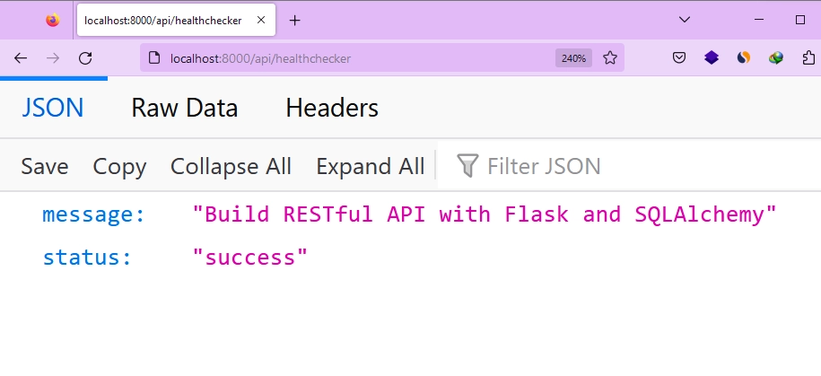 Access the Health Checker Route of the Flask Server