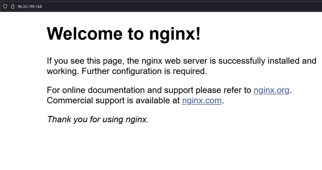 basic nginx page