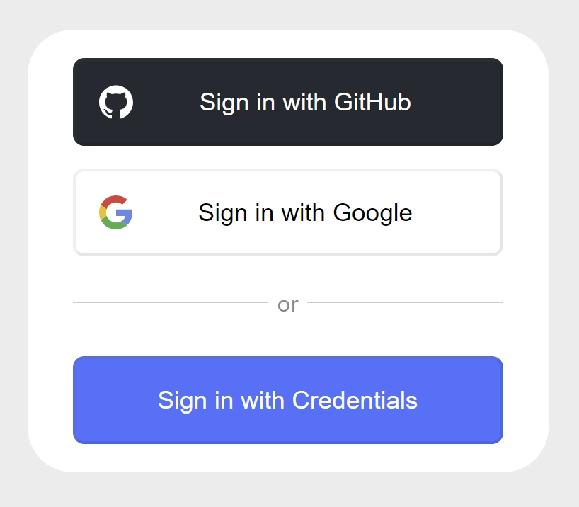 google and github oauth sign in option on the default nextauth signin page