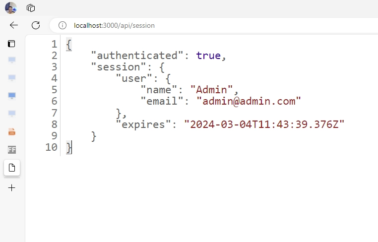 print the NextAuth session data from an API route