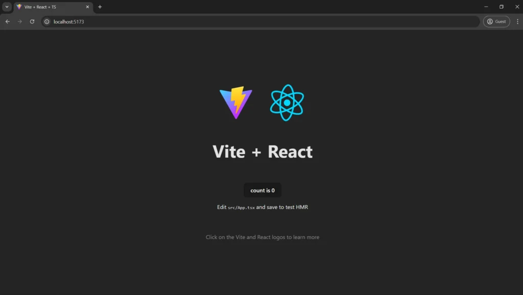 default vite welcome page for reactjs