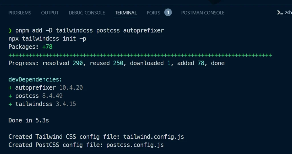 install tailwind css and its peer dependencies