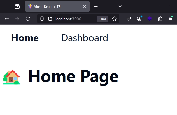 preview the home and dashboard pages of the shadcn and tanstack router set up