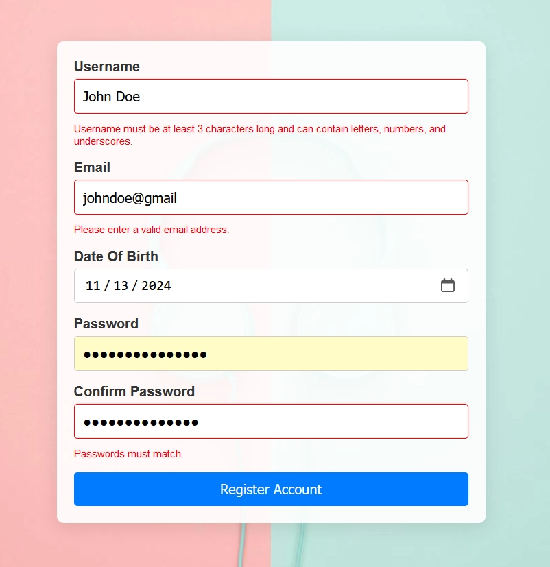 some fields are invalid while others are valid